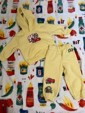 Worn Once Baby GAP Kids Yellow Cars Hoodie & Joggers Set 2T